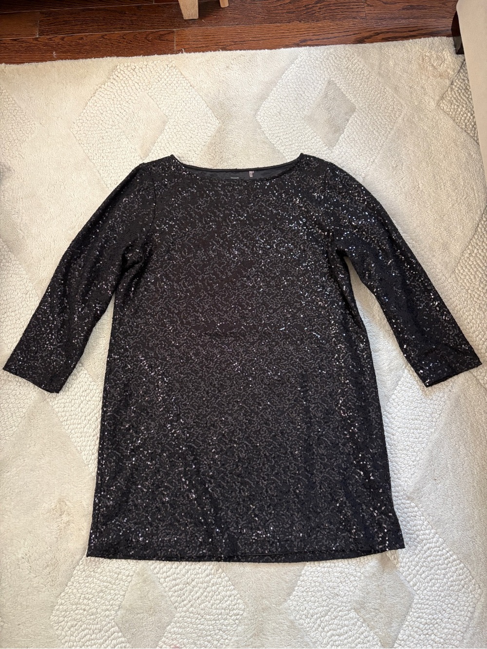 Tahari Mod Black Sequin Evening Dress